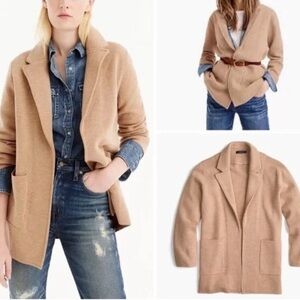J. Crew 365 Medium Sophie Open Front Sweater Jacket Blazer Camel Wool